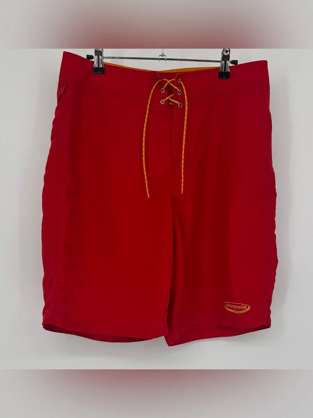 Patagonia Men’s Red Swim Board Shorts with Yellow Drawcord Size 34 Waist